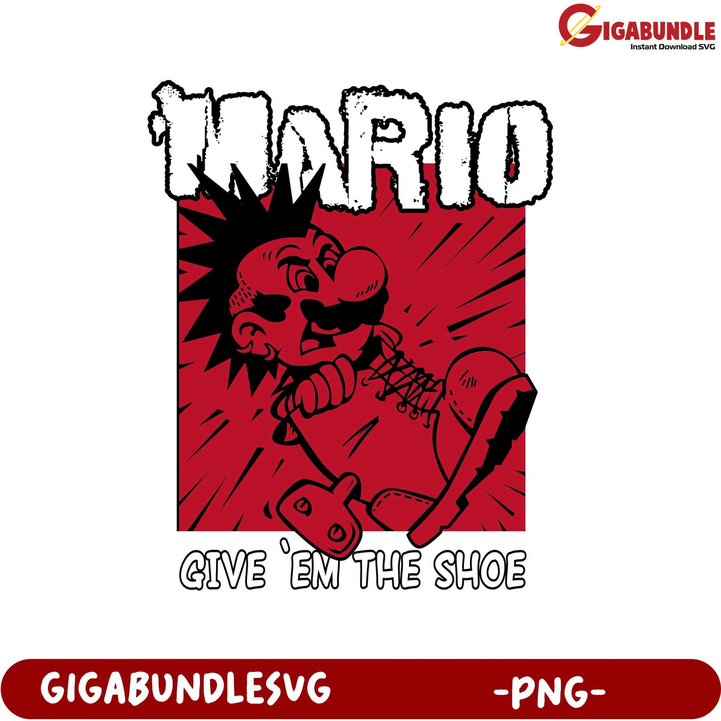 Mario Give Em The Shoe PNG Graphic for Downloadable Art