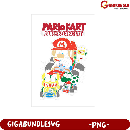 Mario Kart Super Circuit Colorful Racing Art PNG Download