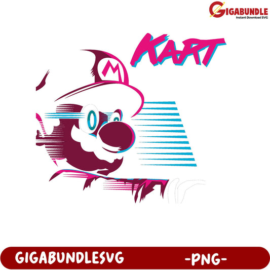 Mario Kart Vintage Style PNG Graphic Downloadable Art