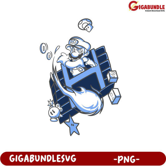 Mario Themed PNG Graphic for Gaming Enthusiasts Downloadable Art