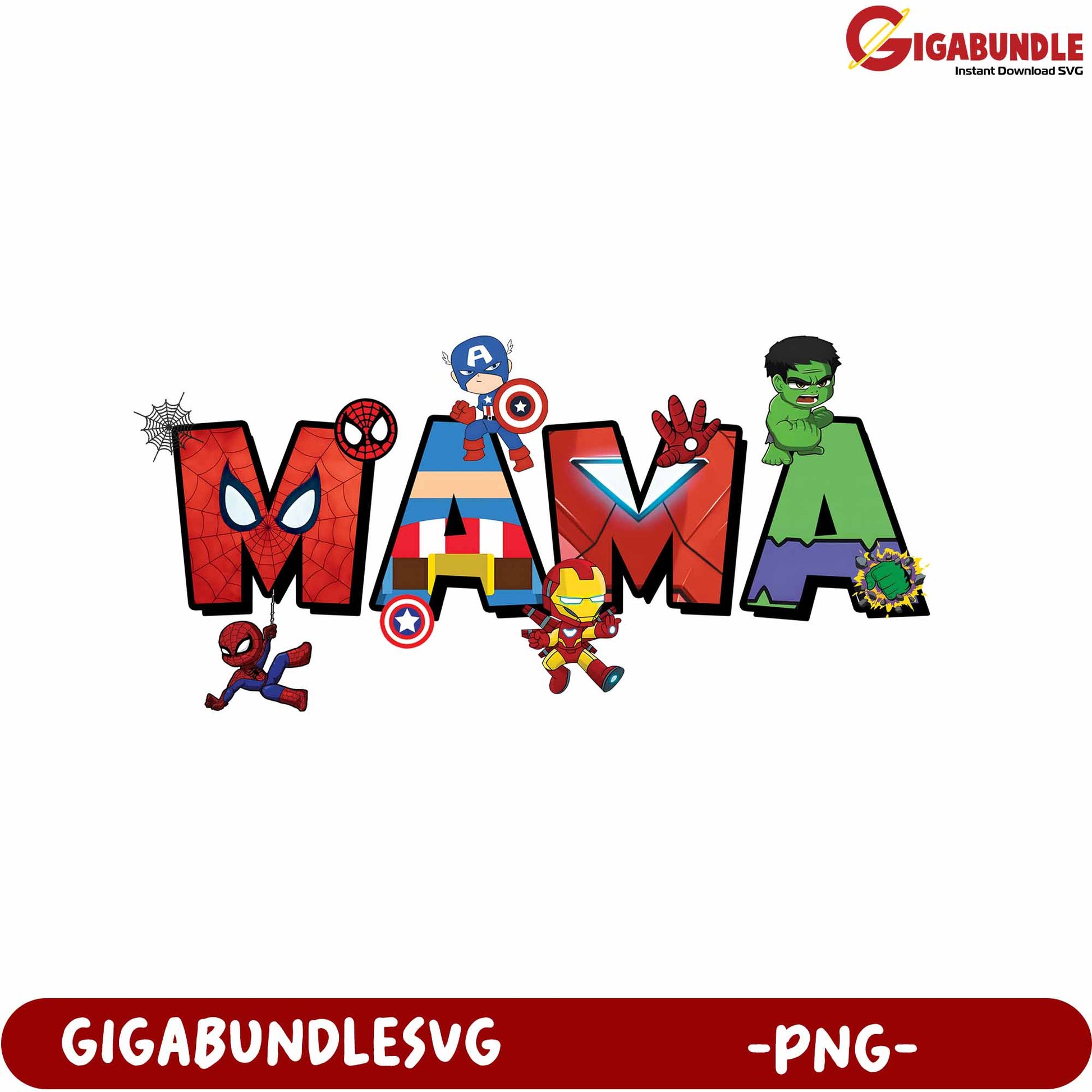 Marvel Heroes Classic Mama Design PNG File for Crafts