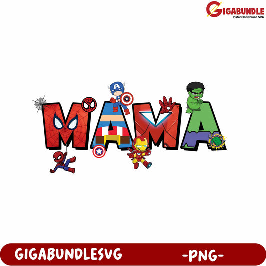 Marvel Heroes Classic Mama Design PNG File for Crafts
