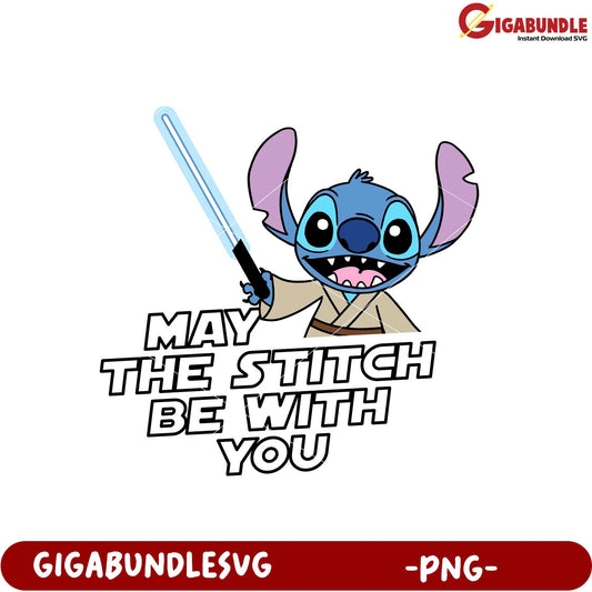 May the Stitch Be With You Cute PNG Design Download