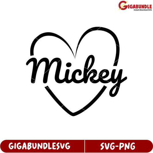 Mickey Love Heart SVG Design for Cricut and Scrapbooking Projects