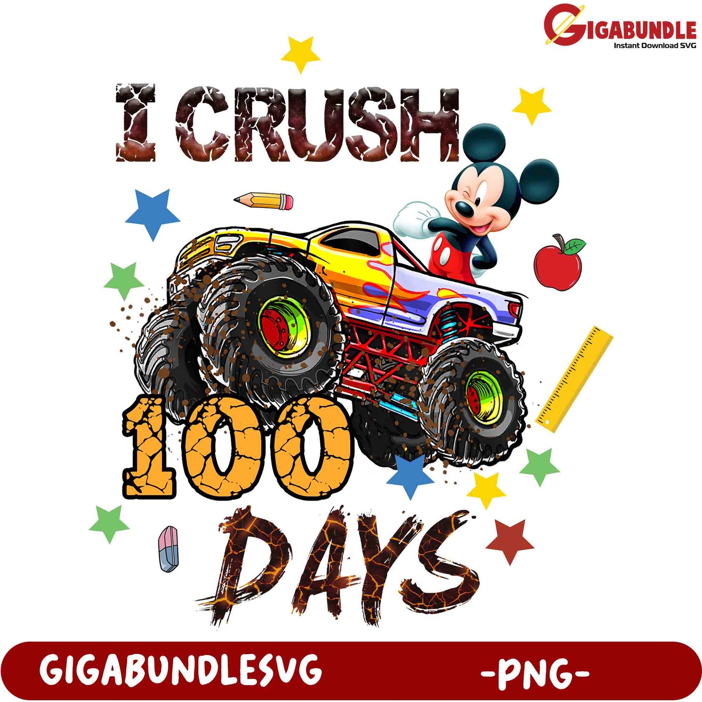 Mickey Monster Truck 100 Days PNG