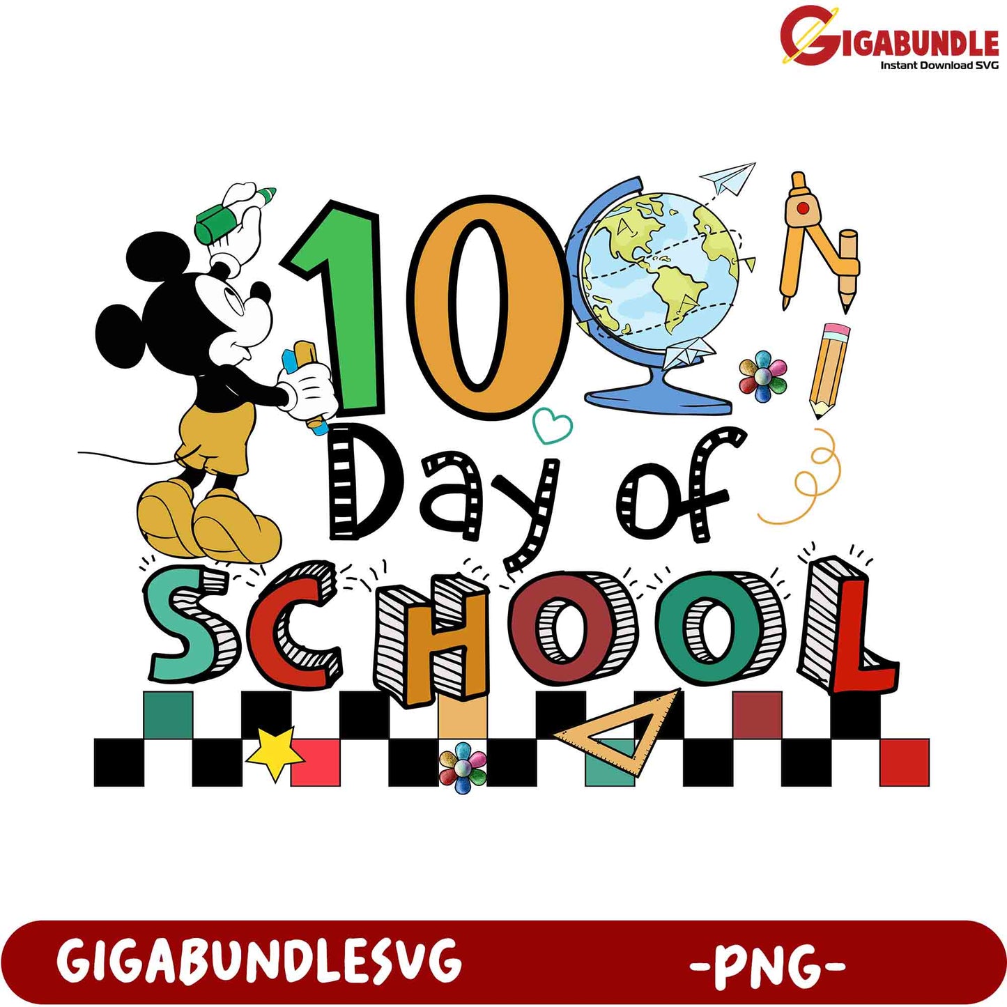 Mickey Mouse 100th Day of School PNG