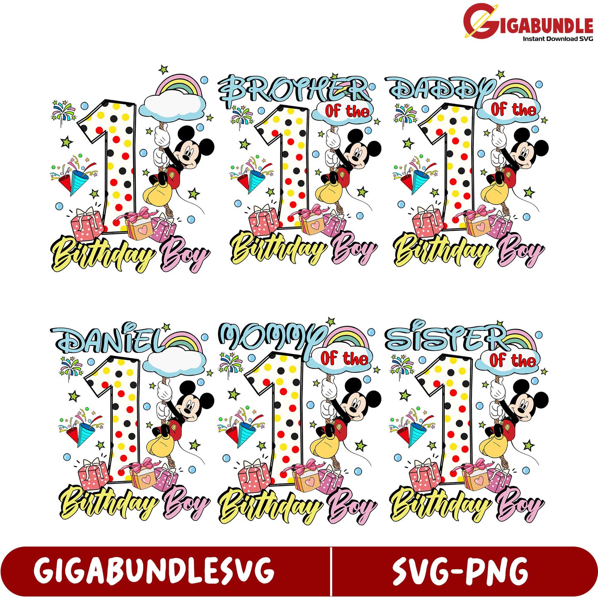 Mickey Mouse 1st Birthday SVG Bundle for Boys - Instant Download