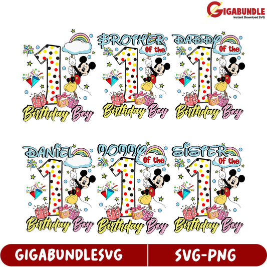 Mickey Mouse 1st Birthday SVG Bundle for Boys - Instant Download