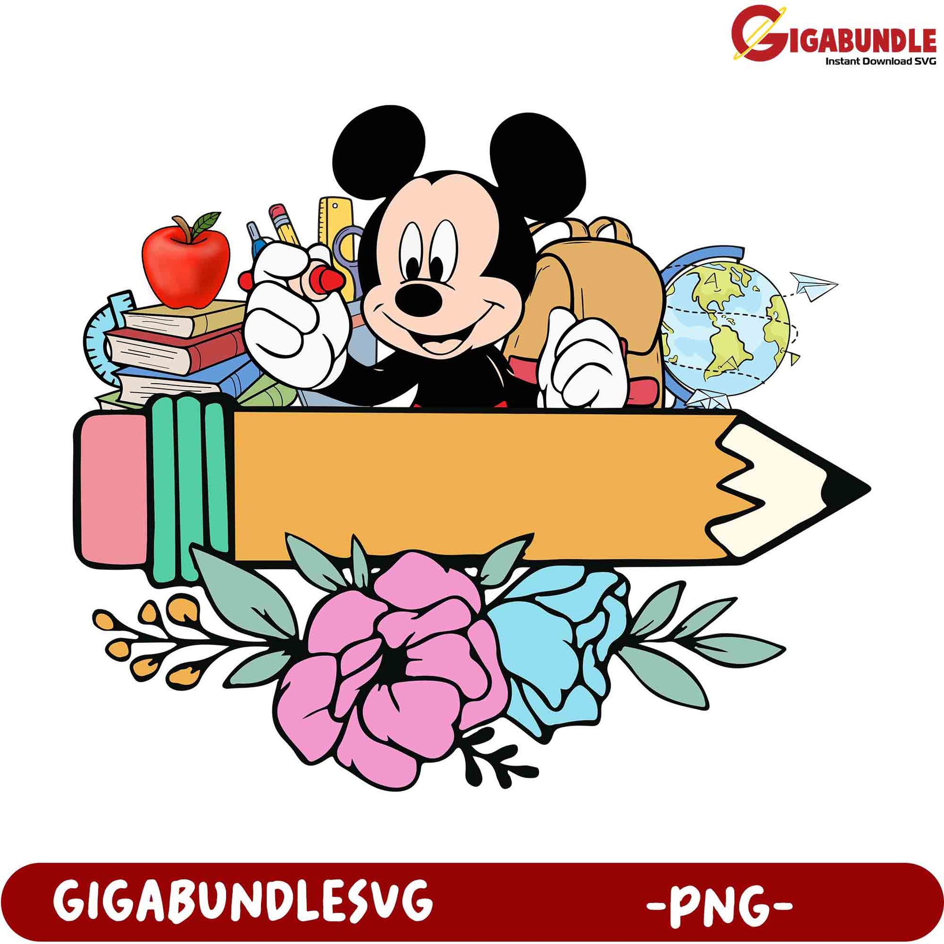 Mickey Mouse Back to School PNG