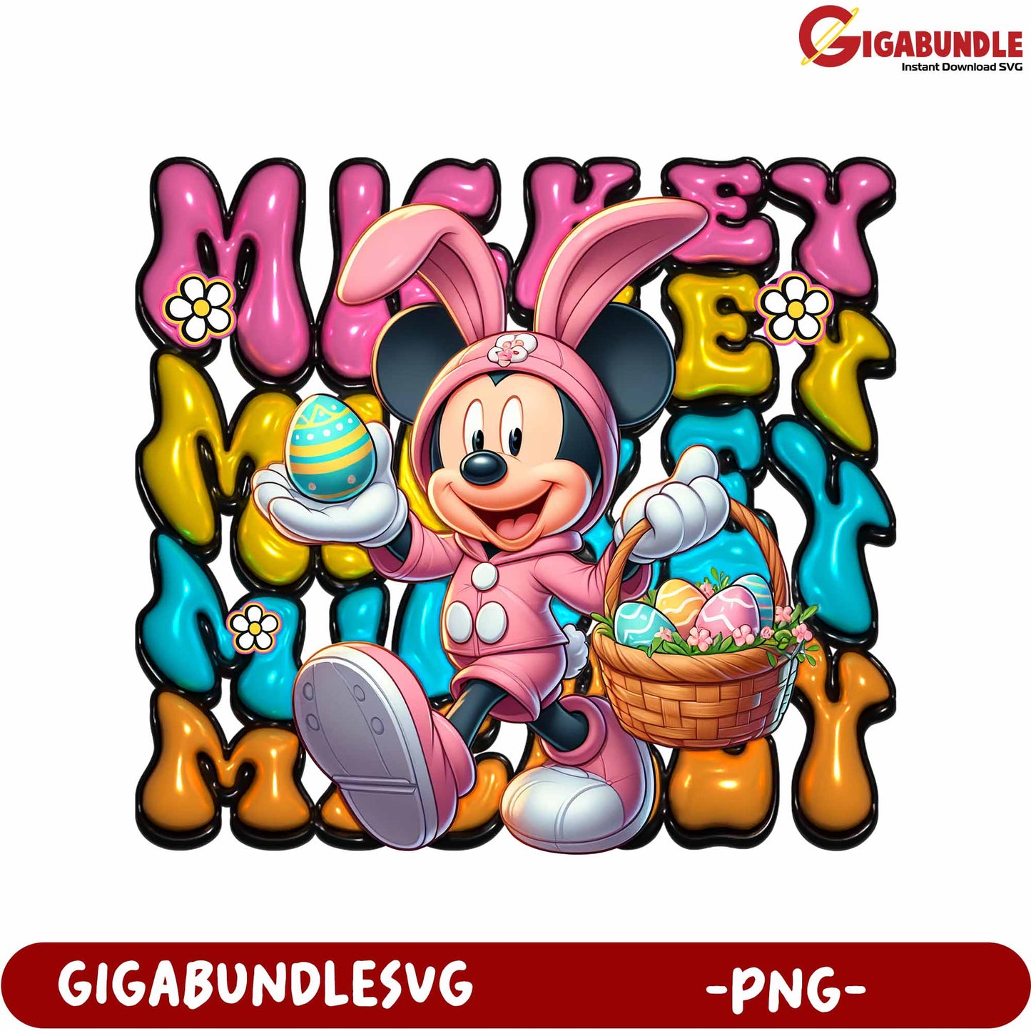 Mickey Mouse Easter Bunny PNG Graphic for Fun Designs