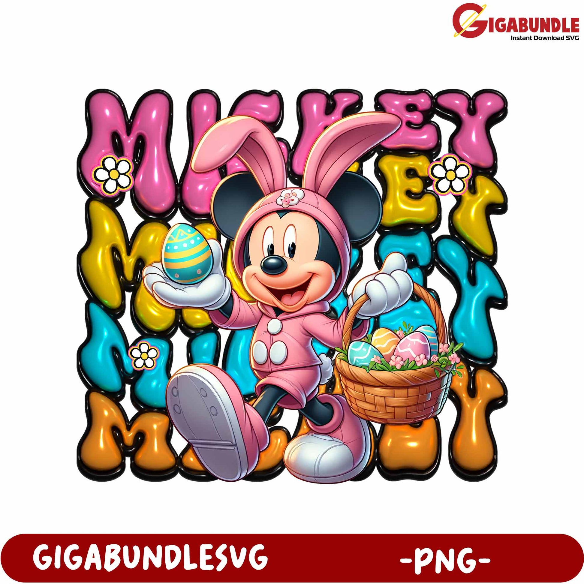 Mickey Mouse Easter Bunny PNG Graphic for Fun Designs