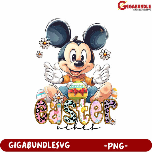 Mickey Mouse Easter Vibes Cute Kid PNG Graphic Design Art