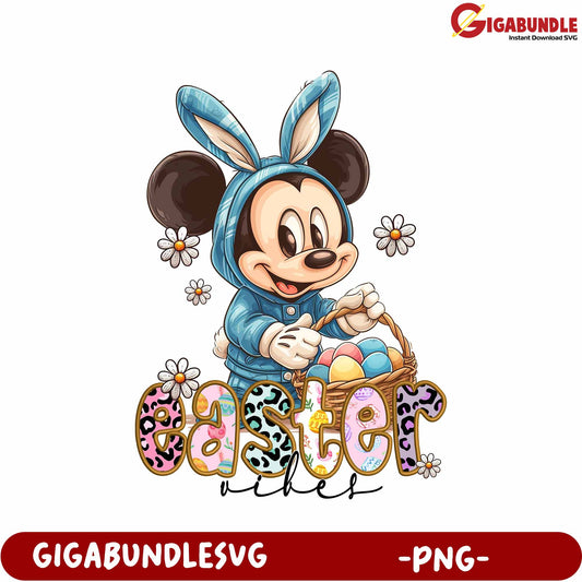 Mickey Mouse Easter Vibes PNG Graphic for Spring Celebrations