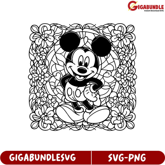 Mickey Mouse Floral SVG Art Download for Creative Crafting Projects