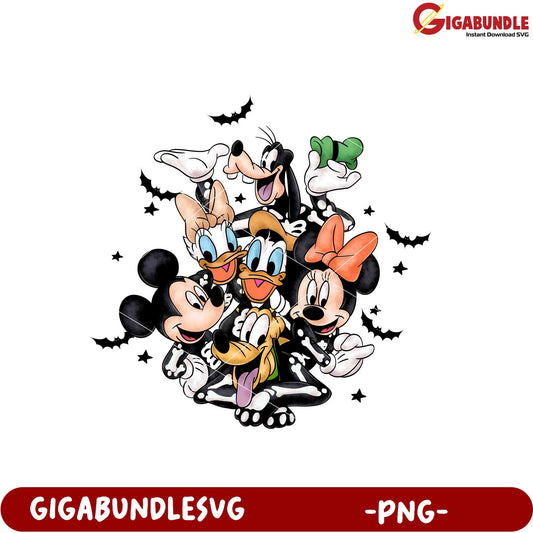 Mickey Mouse Fun Halloween Group PNG Art Downloadable