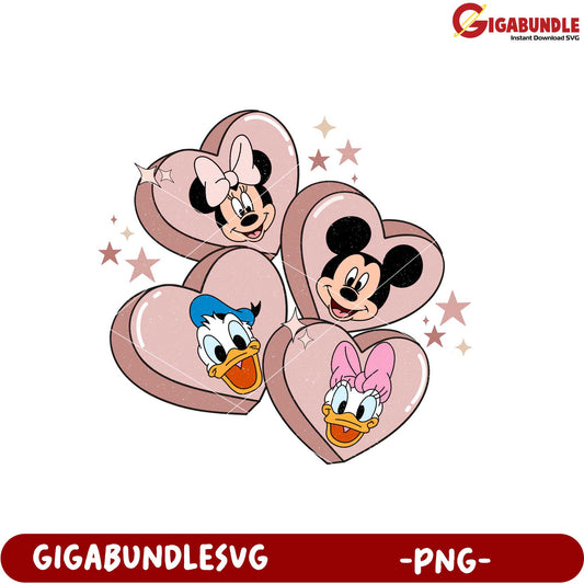 Mickey Mouse Hearts PNG Cute Cartoon Character Design