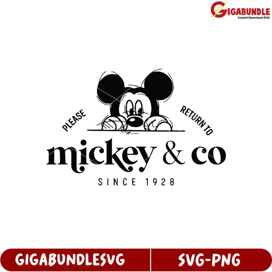 Mickey Mouse Logo Please Return to Mickey and Co SVG Art Design