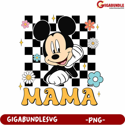 Mickey Mouse Mama Floral Design PNG for Fun Crafts and Projects