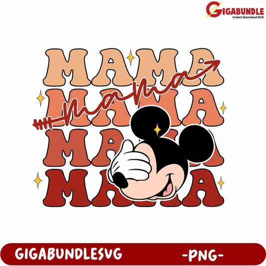 Mickey Mouse Mama Typography Design PNG for Craft Lovers