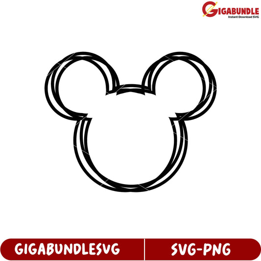 Mickey Mouse Outline SVG File for Crafting and Design Projects