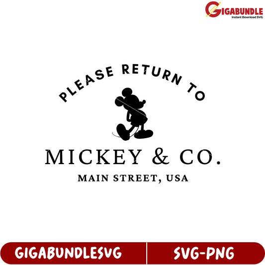 Mickey Mouse Please Return Sign SVG for Crafts and Creative Projects