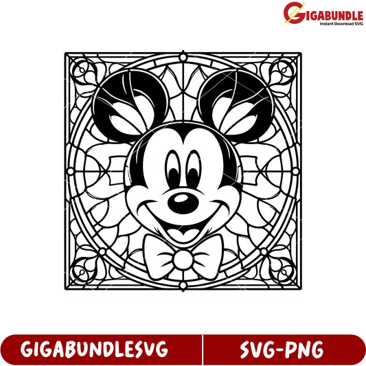 Mickey Mouse SVG Design in Stained Glass Style for Crafts and Projects