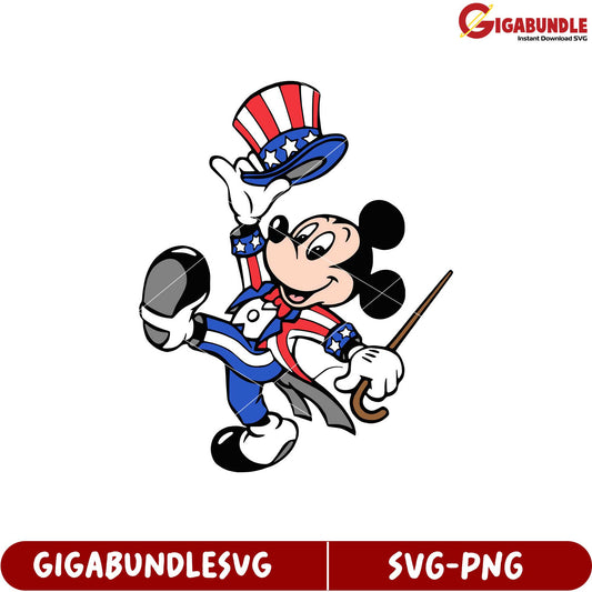 Mickey Mouse SVG Graphic in Patriotic Uncle Sam Costume Design