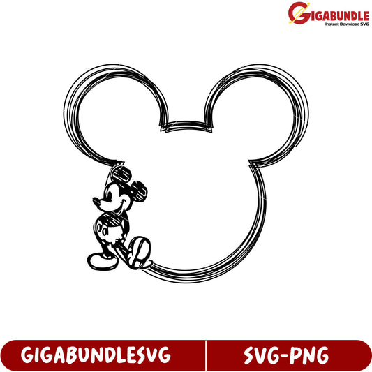 Mickey Mouse SVG Outline Design for Creative Craft Projects Download