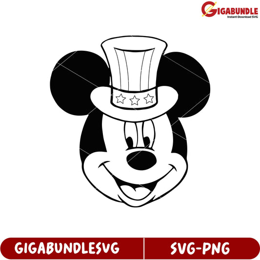Mickey Mouse SVG Product Silhouette with Hat Design for Crafts