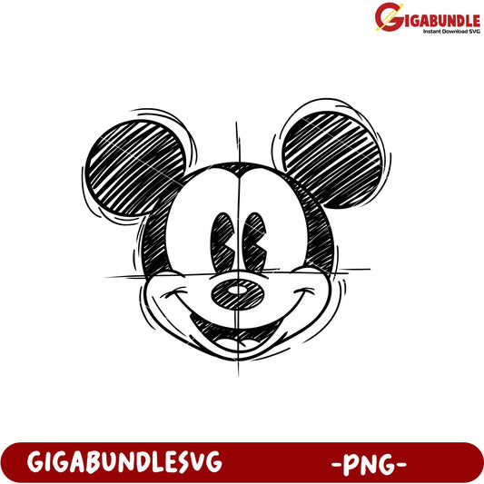 Mickey Mouse Sketch PNG Design for Creative Projects