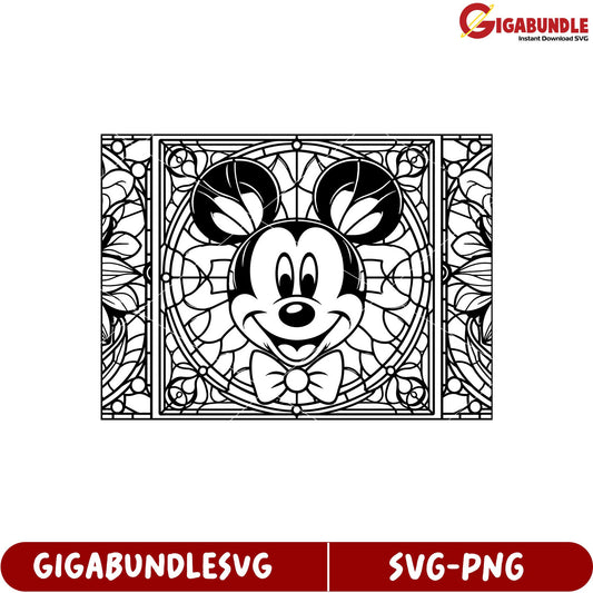 Mickey Mouse Stained Glass SVG Design for Craft Projects and Decor