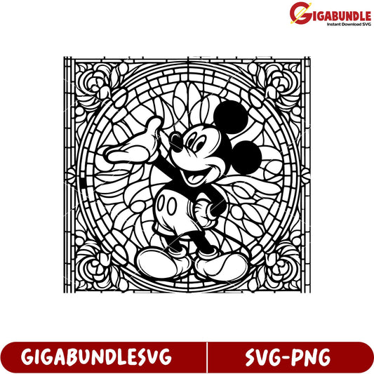 Mickey Mouse Stained Glass SVG File for Creative Craft Projects