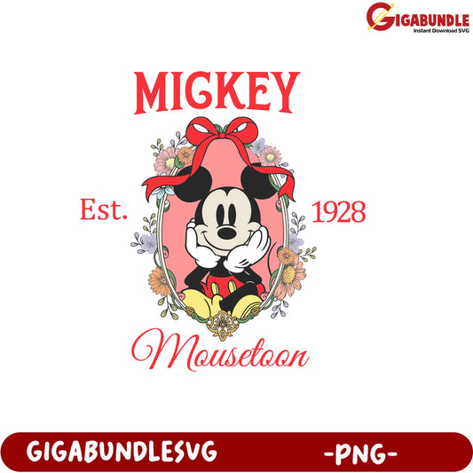 Mickey Mouse Vintage Design Established 1928 PNG Product Download