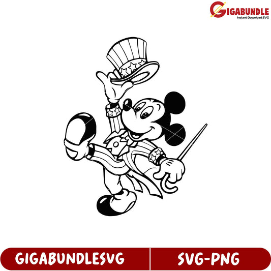 Mickey Mouse Vintage Top Hat Illustration SVG Download for Crafts