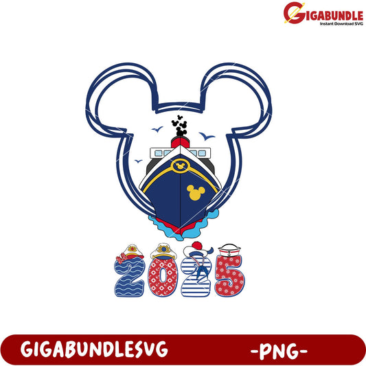 Mickey Mouse Yacht Design PNG for 2025 Celebrations