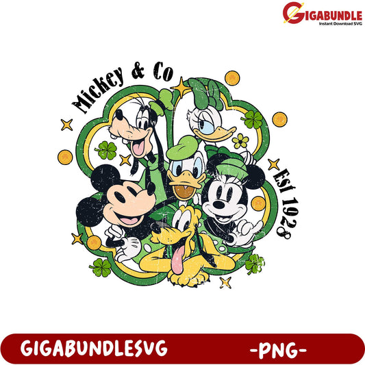 Mickey & Co. Vintage 1928 PNG Design for Fun Merchandise