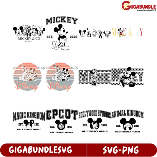 Mickey & Friends SVG Bundle  Disney Clipart Set for Crafts