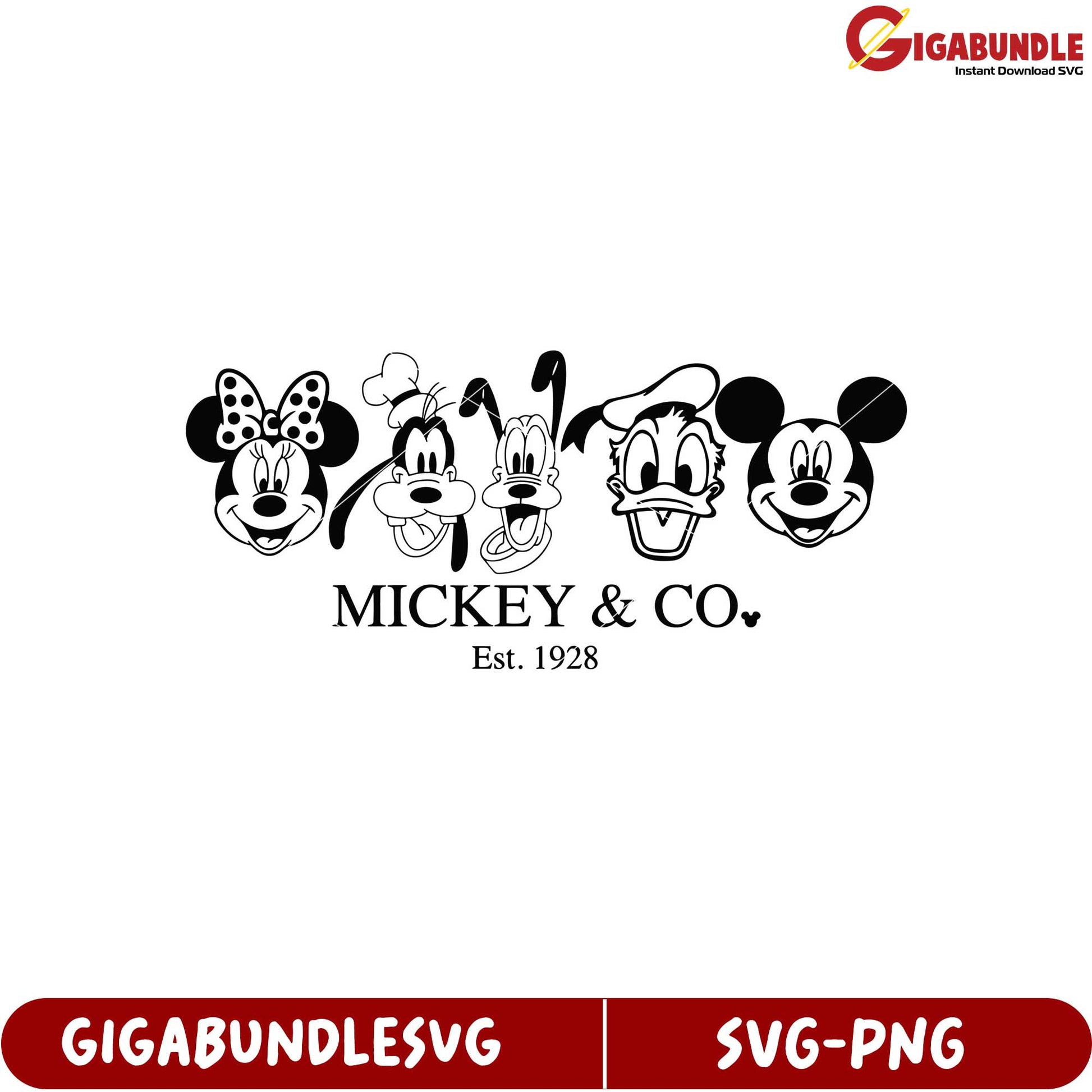 Mickey and Co SVG Design Featuring Iconic Disney Characters Silhouette