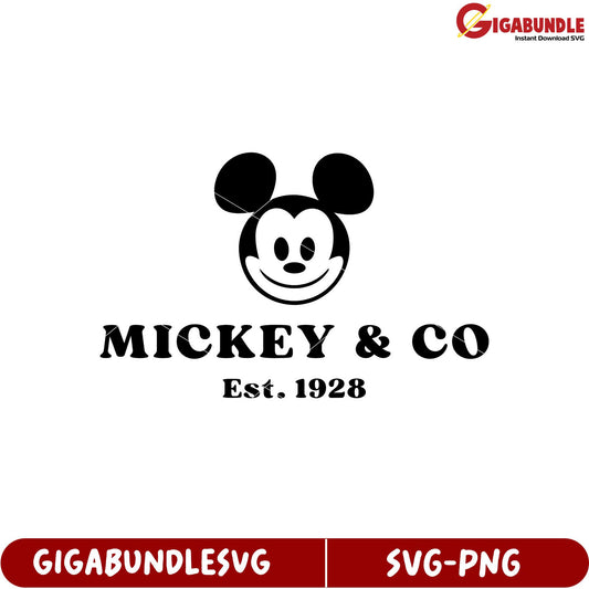 Mickey and Company Vintage Logo Design SVG Format for Crafting