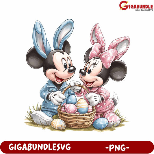 Mickey and Minnie Easter Bunny PNG Design for Crafts