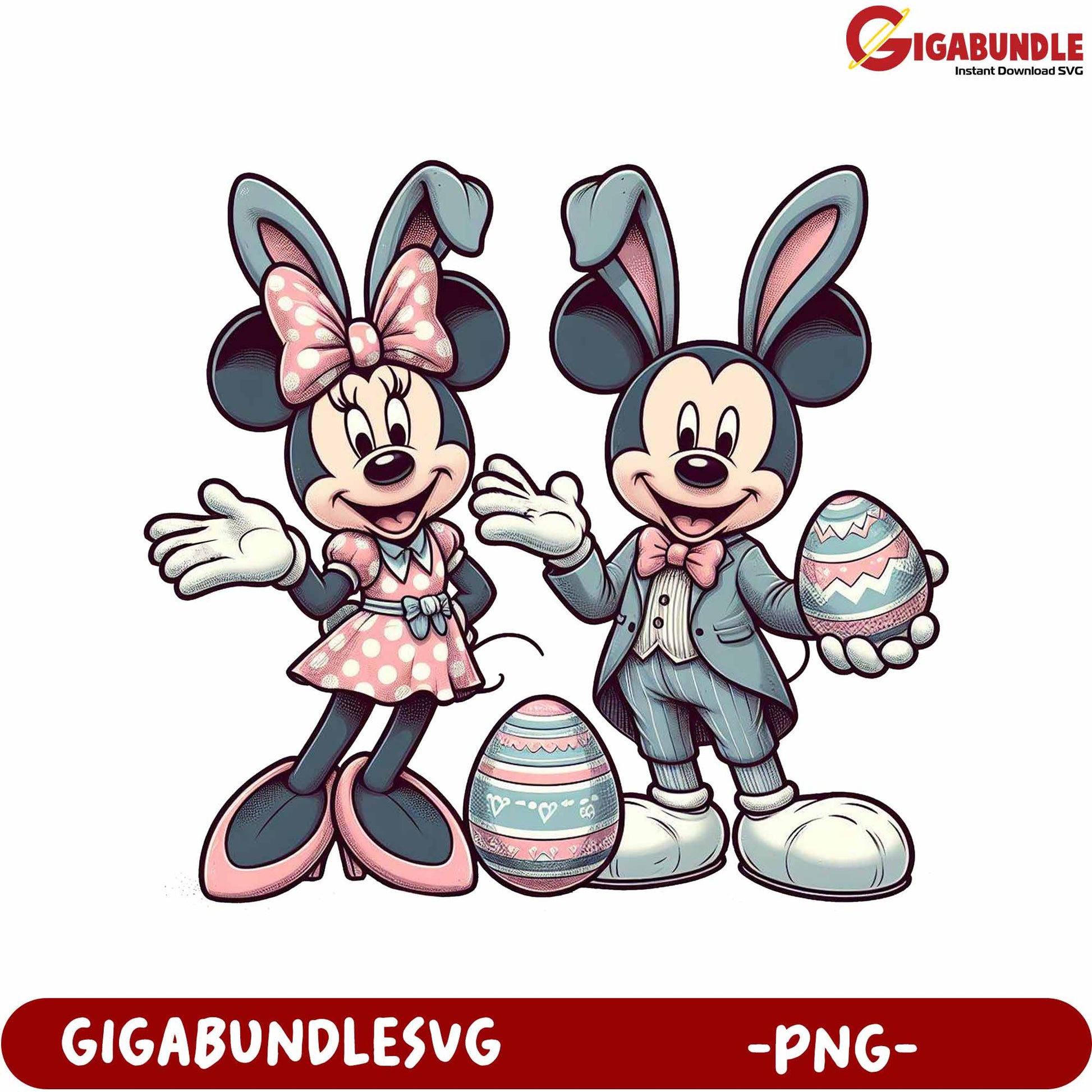 Mickey and Minnie Mouse Easter PNG Artwork for Celebrations