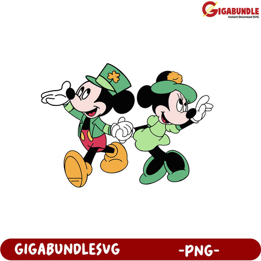 Mickey and Minnie Mouse St. Patrick's Day PNG Design Bundle