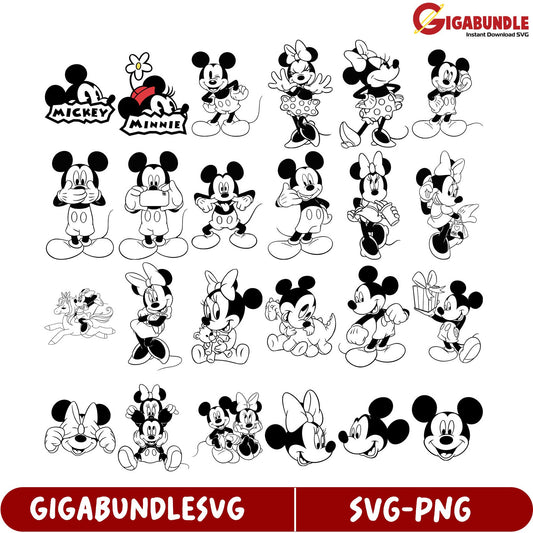 Mickey and Minnie SVG Bundle 20 Cute Designs for Crafts