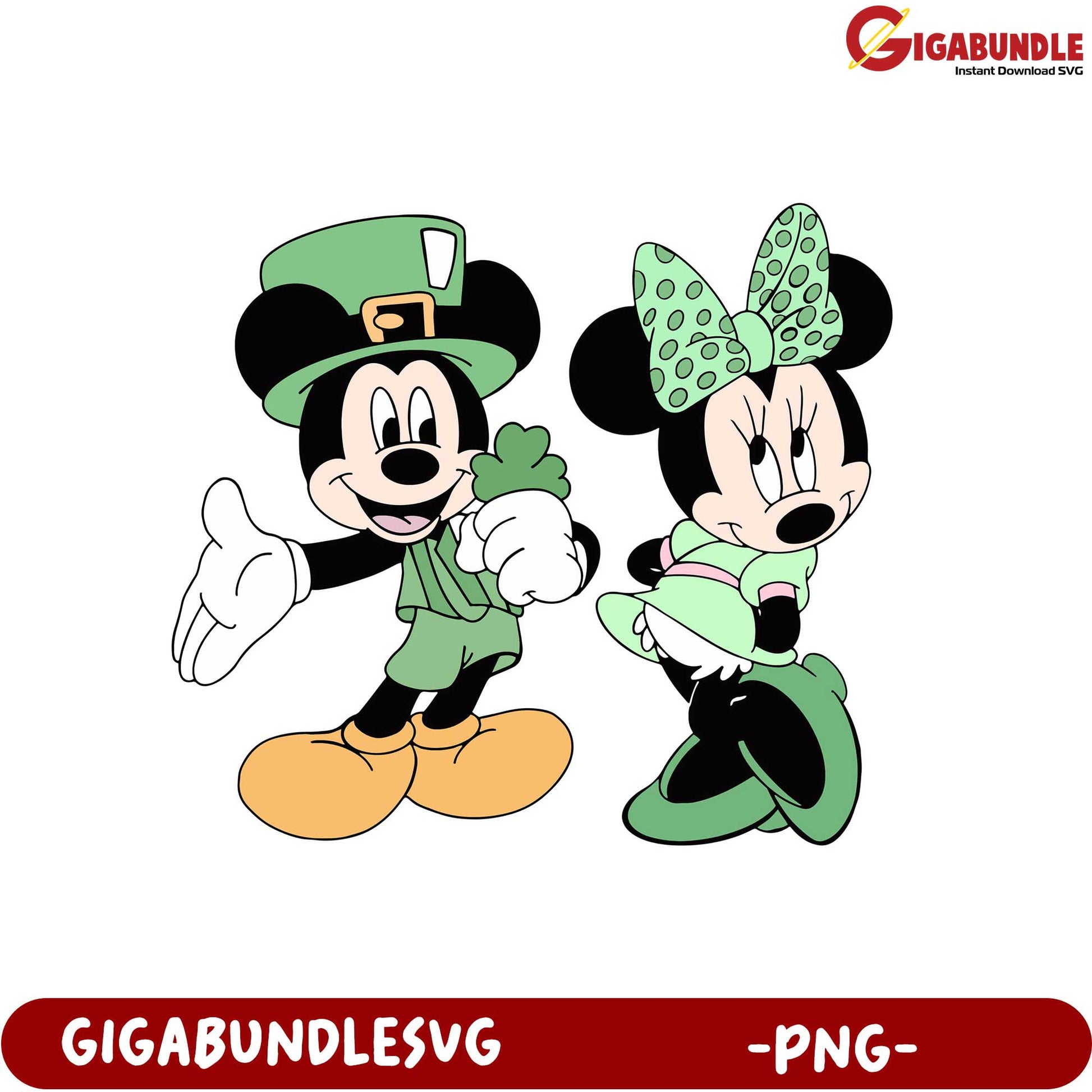 Mickey and Minnie St. Patrick's Day PNG - Cute Clipart Design