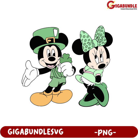 Mickey and Minnie St. Patrick's Day PNG - Cute Clipart Design