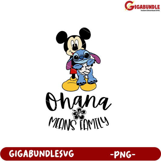 Mickey and Stitch Ohana Means Family PNG Product Design