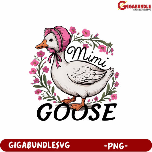 Mimi Goose Floral Design PNG for Craft Projects and Gifts