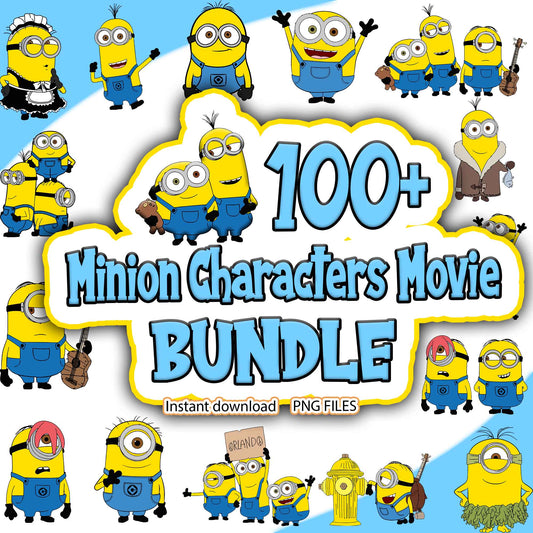 100+ Minion Characters Movie Bundle, Cute Cartoon PNG Files