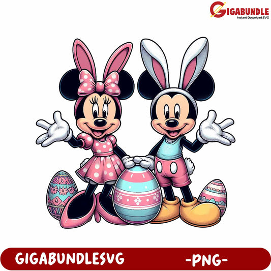 Minnie Mickey Easter Bunny PNG Design for Creative Projects