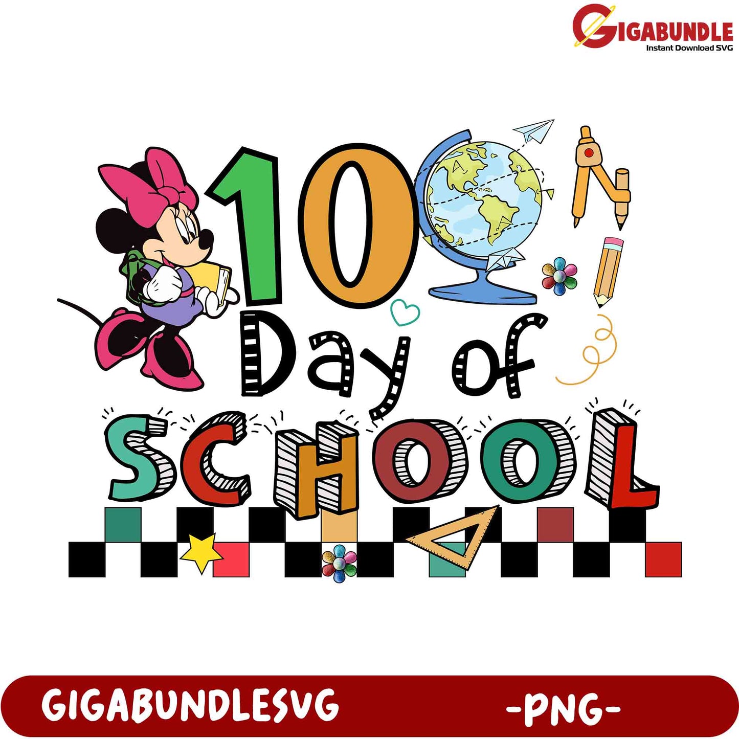 Minnie Mouse 100th Day of School PNG